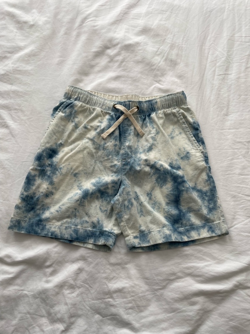 Crewcuts Light Blue & White Tie-Dye Cotton Shorts